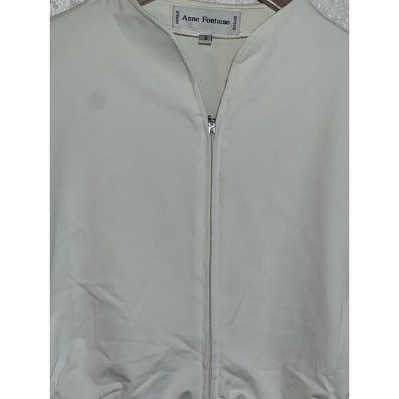 Anne Fontaine Ivory Activewear Ruched Long Sleeved Jacket Size 3 Small Paris - Picture 2 of 8